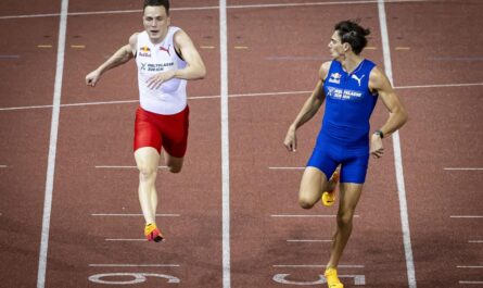 Video: Pole vaulter Mondo Duplantis beats hurdler Karsten Warholm in 100m race in 10.37 seconds