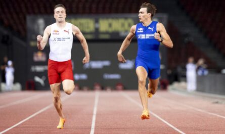 Pole vaulter Armand Duplantis runs the 100m in 10.37 s and beats Karsten Warholm